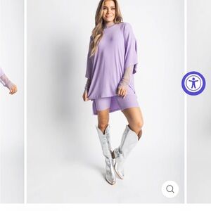 Lavender Oversized biker shorts set